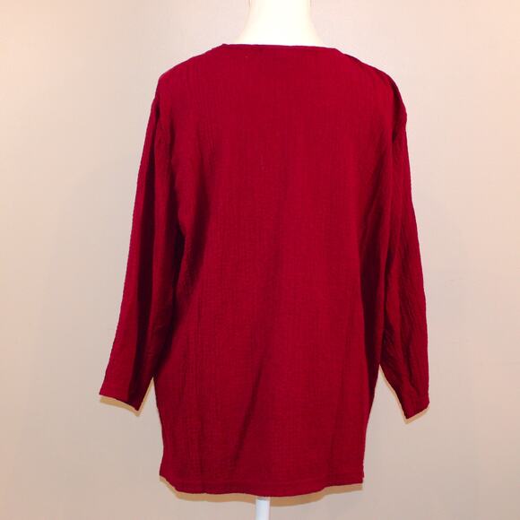 Cathy Daniels 3/4 sleeve Embellished Crinkle Gauze Top SZ L FREE SHIPPING - Picture 3 of 7